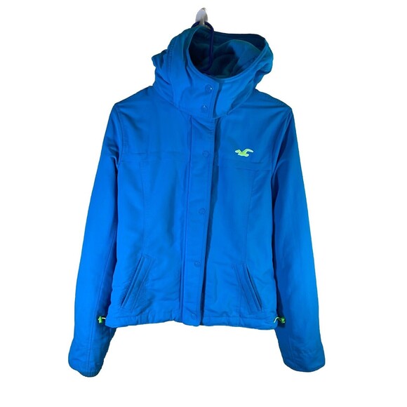 Hollister California Winter Jacket Teal Neon Green Women’s Large - Picture 1 of 16